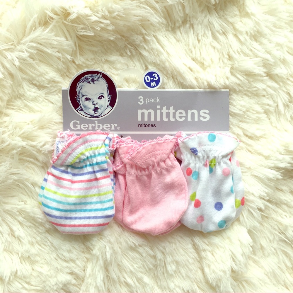 NWT Gerber Baby Mittens (3 pack)