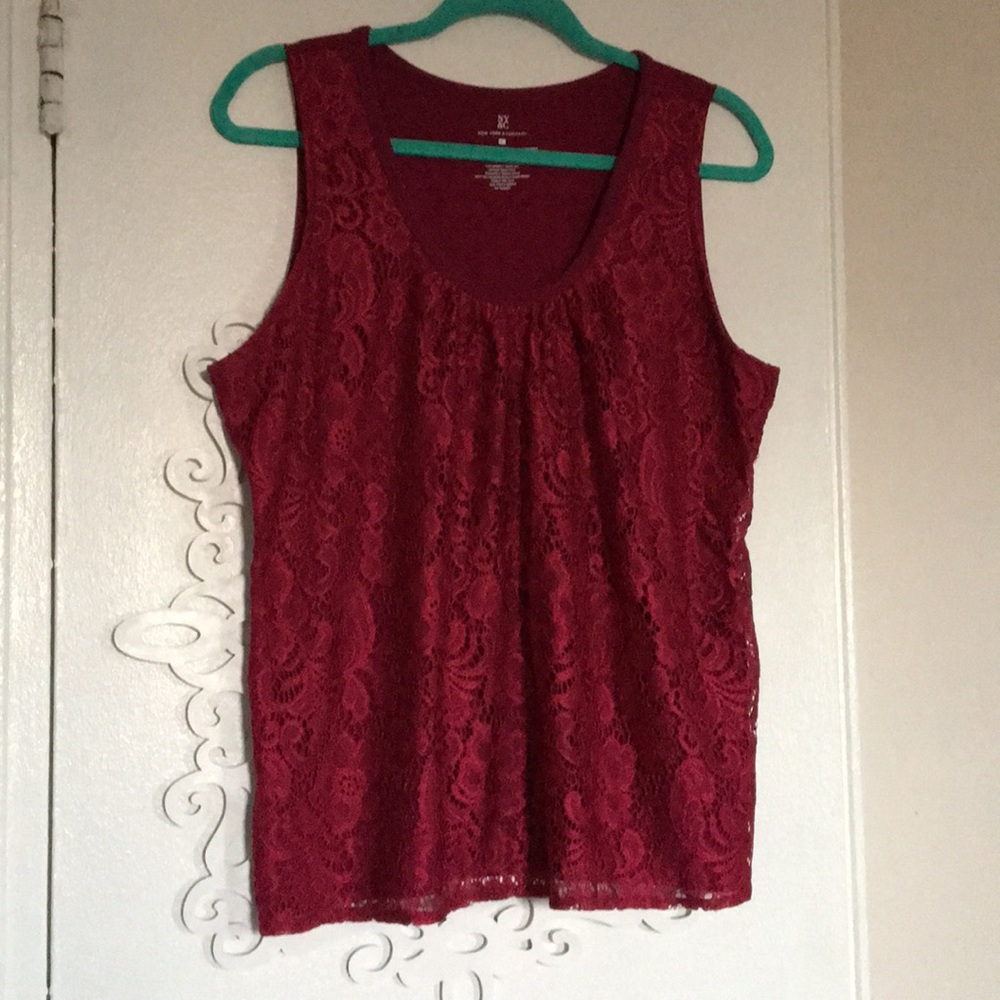 Lace overlay top in plum wine