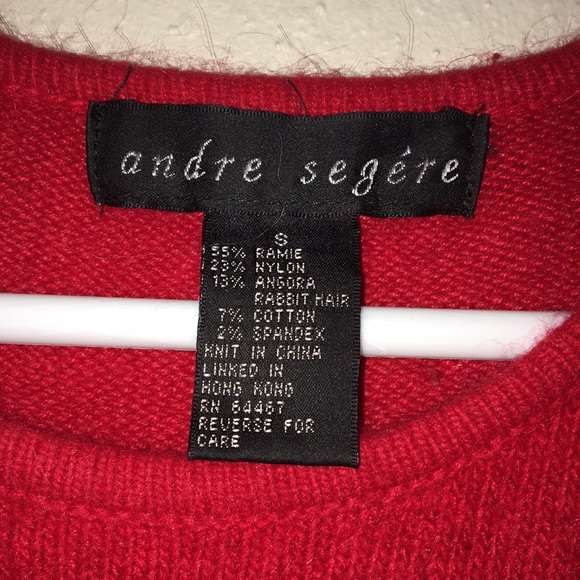 Bright Red Angora Rabbit 🐰 Hair Sweater Small - Picture 3 of 3