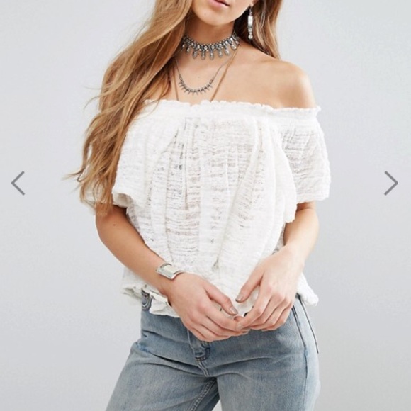Free People Tops - {FREE PEOPLE} Thrills & Frills Off Shoulder Top