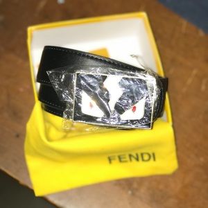 Fendi Monster Logo Leather Belt