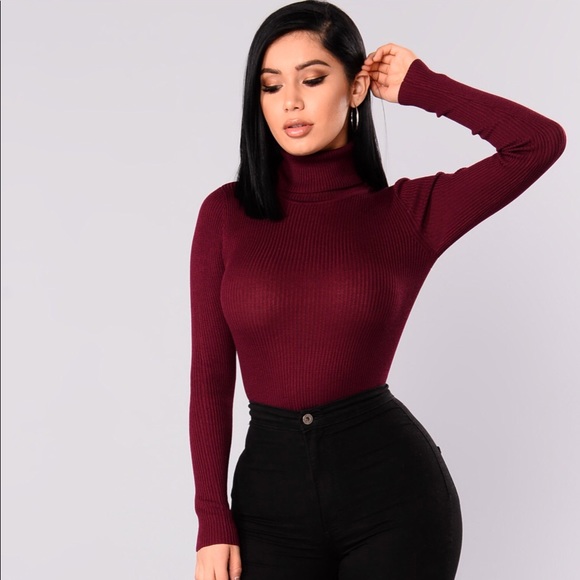 Fashion Nova Sweaters - Burgundy turtleneck sweater