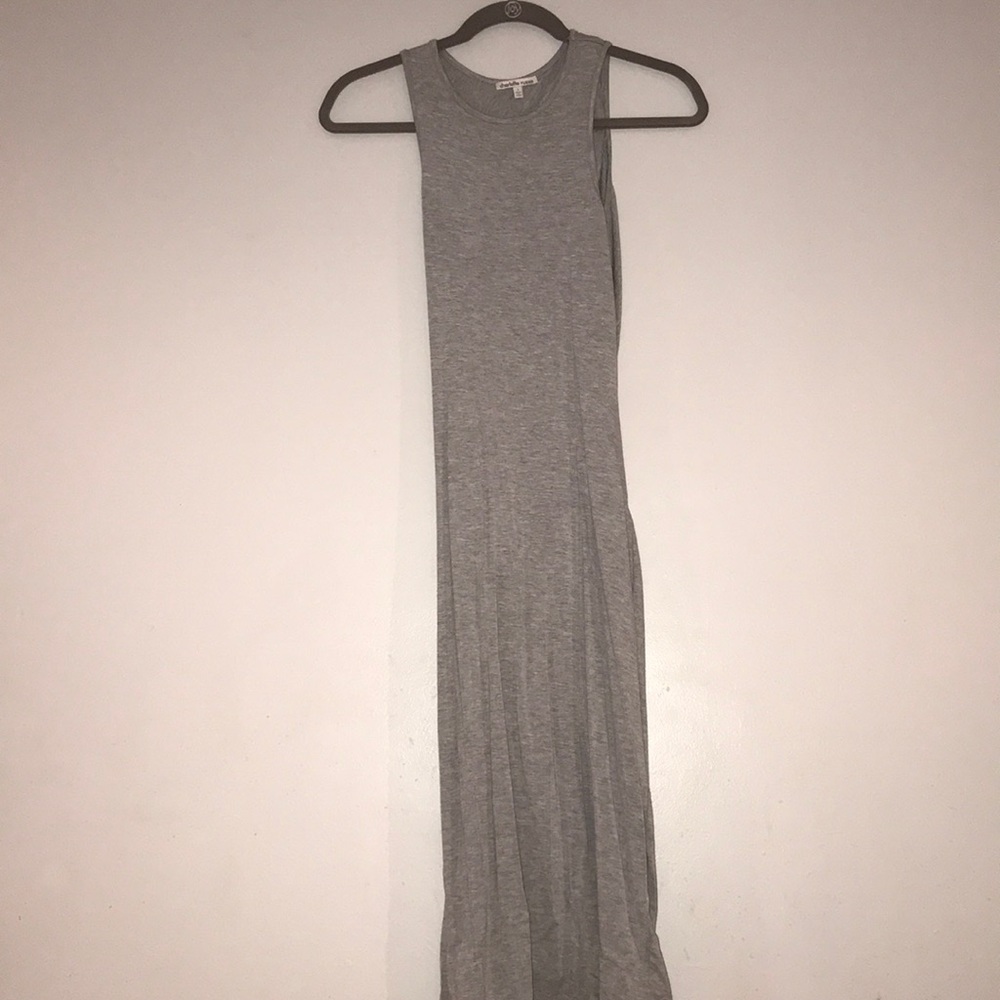 Gray long dress with open back