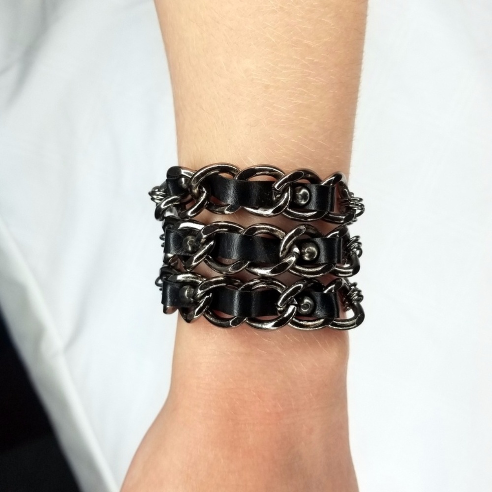 Chain Leather Bracelet