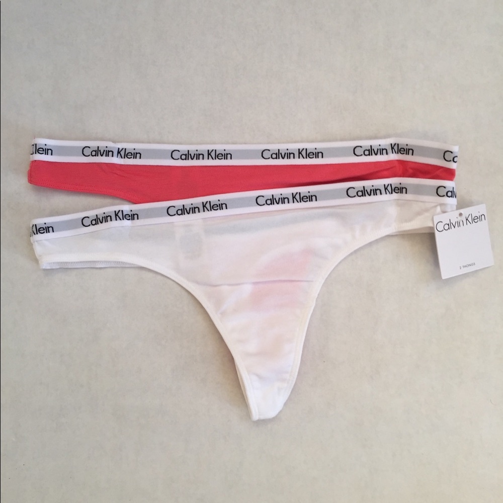 Calvin Klein Thong Coral & White Set