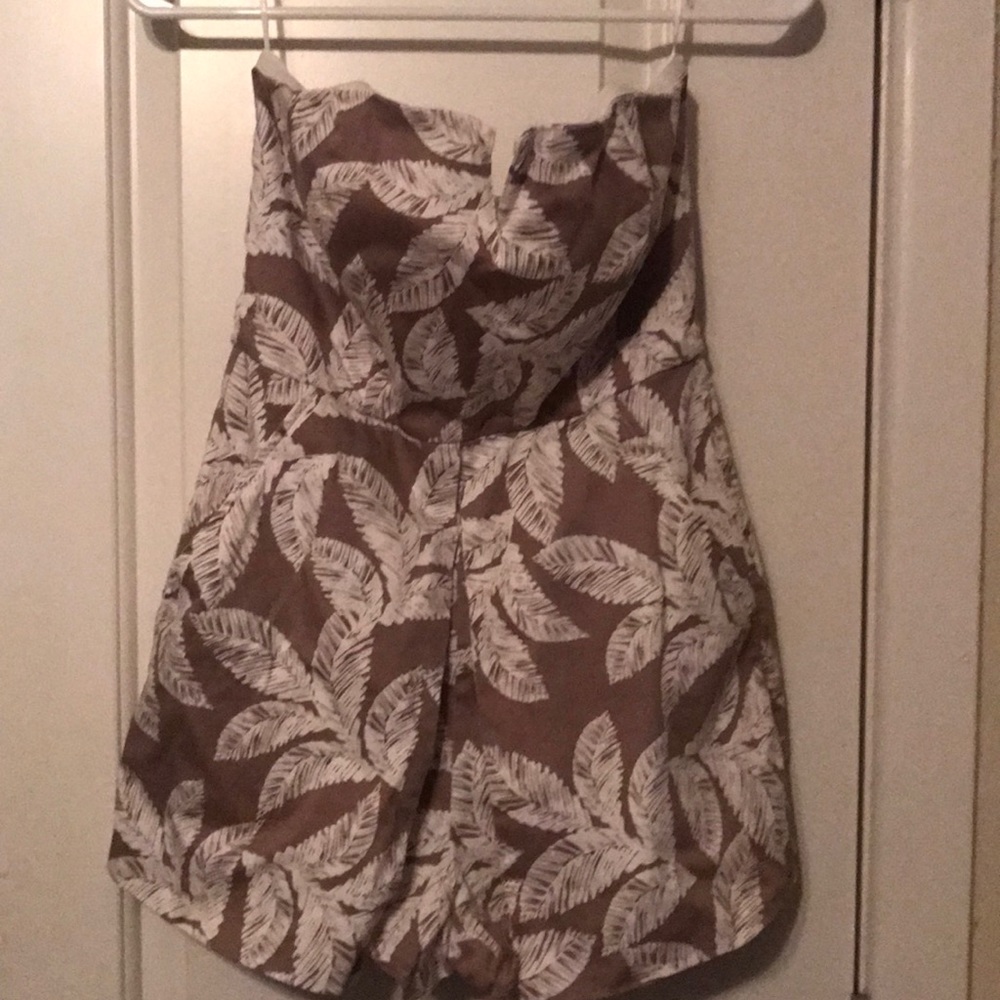 Tan and white floral romper