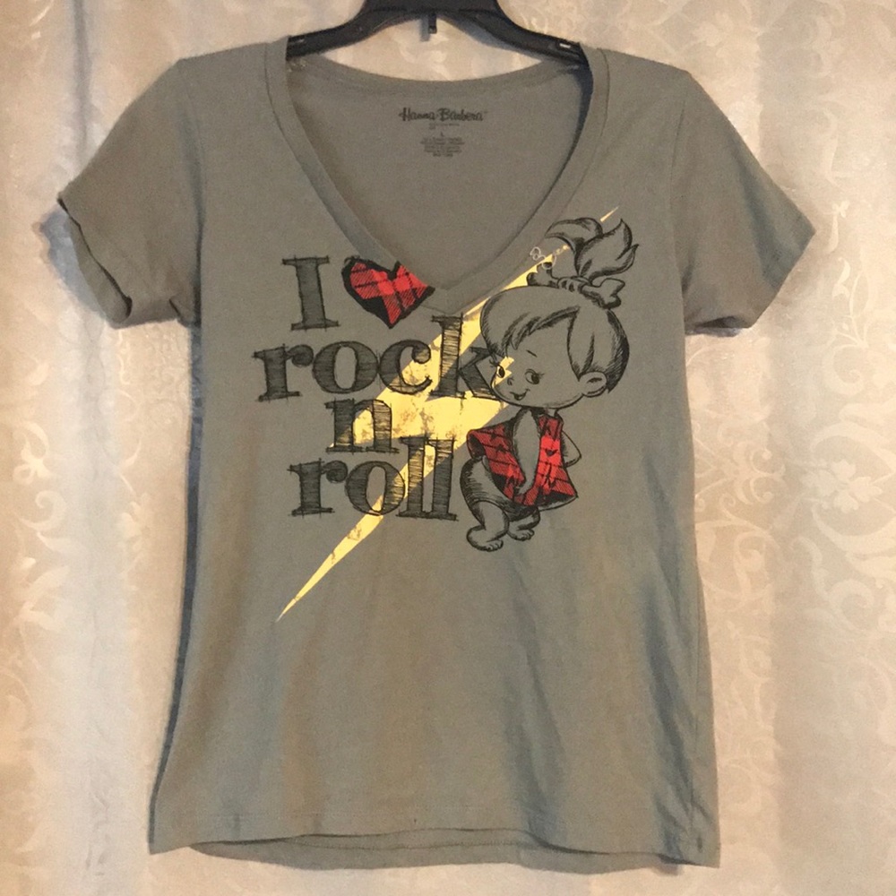 I love Rockn'Roll Pebbles Flintstones tee shirt