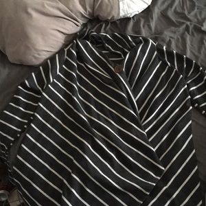 Grey and white striped Bobeau sweater