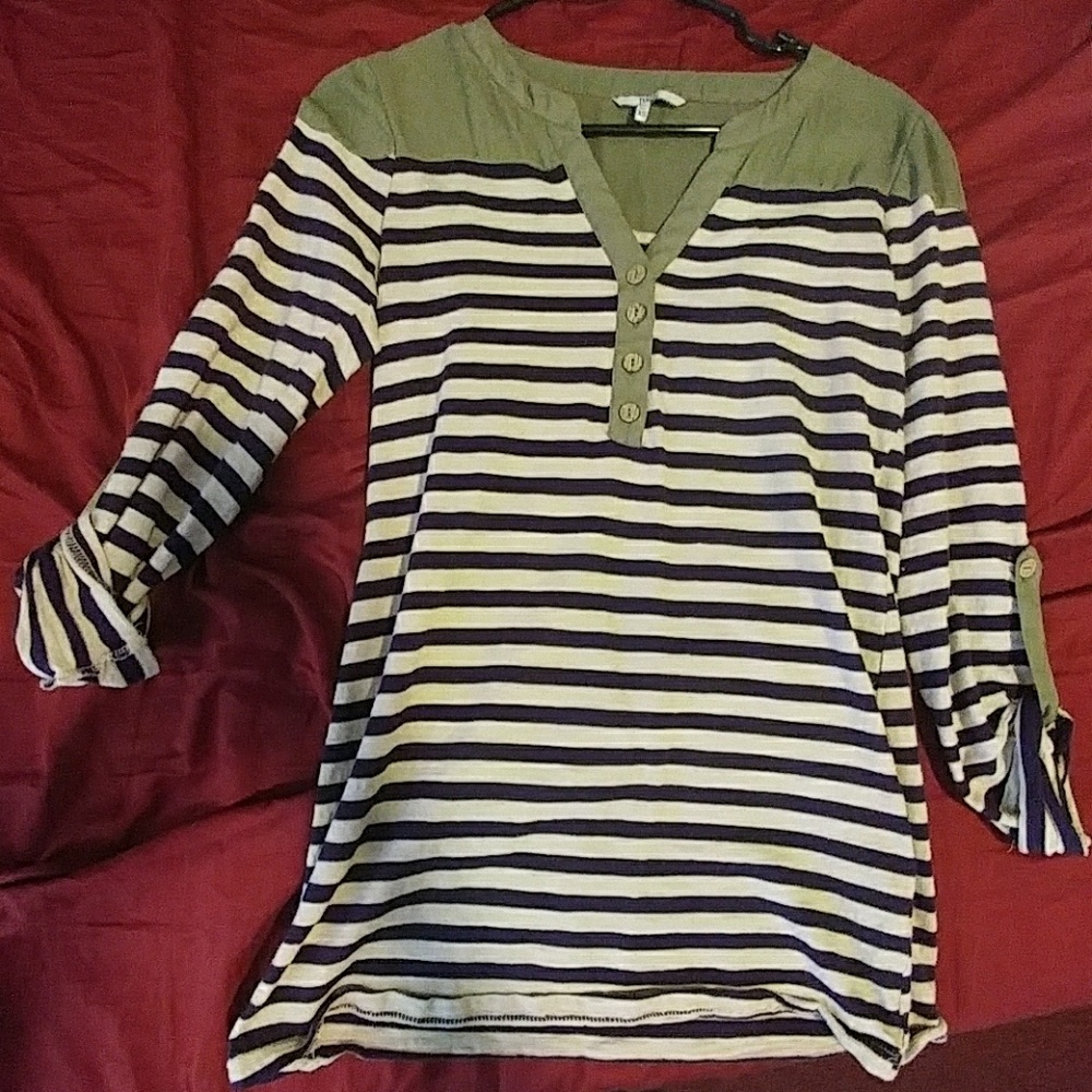 Striped sheer top tunic from buckle