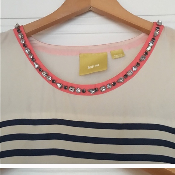 Anthropologie jeweled striped blouse top - Picture 2 of 2