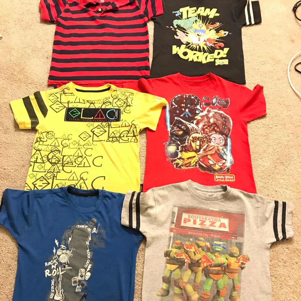 Kids Boys T-Shirts Short Sleeve Tops Lot Size 8