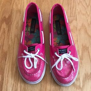 Pink sequined Sperry shoes