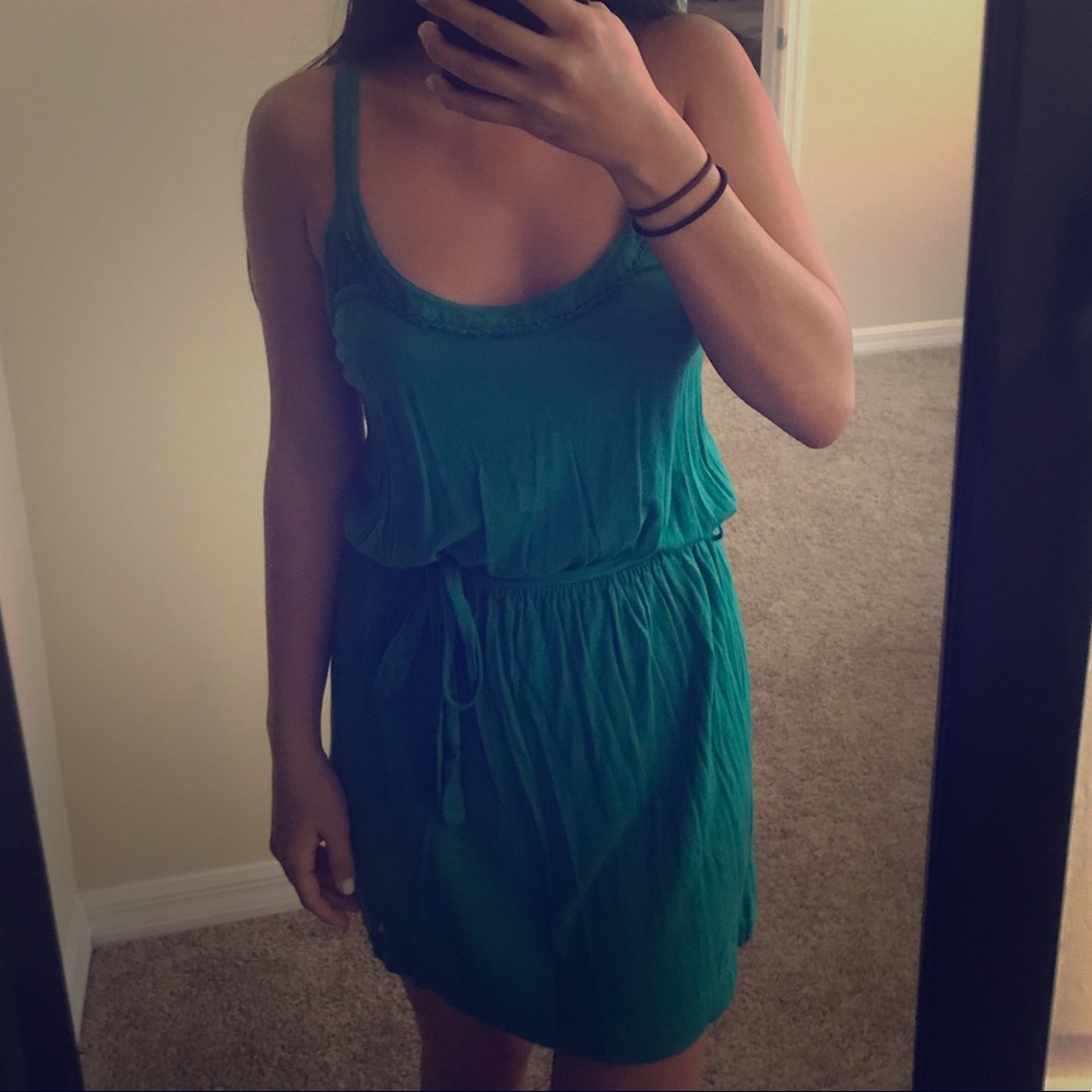Simple green cotton dress from Anthropologie