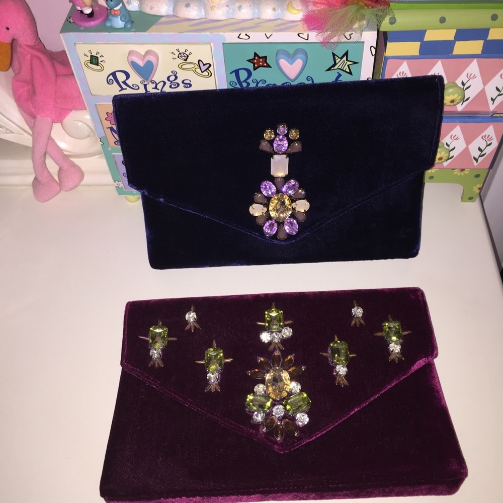NEW! Anthropologie Shiraleah Velvet Jeweled Clutch