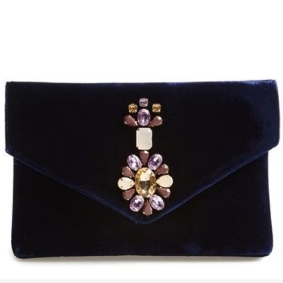 NEW! Anthropologie Shiraleah Velvet Jeweled Clutch - Picture 3 of 8