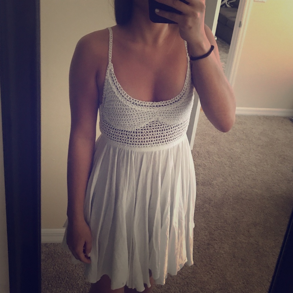 Crochet flowy beachy white dress from Quiet Flight