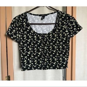 💞SALE💞Forever 21 Button Up Sunflower Crop Top