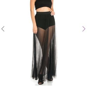 Black sheer mesh maxi skirt