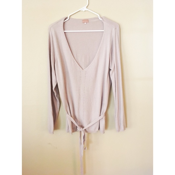 Natalys Sweaters - NWOT Blush Pink Deep-V Belted Knit Blend Sweater