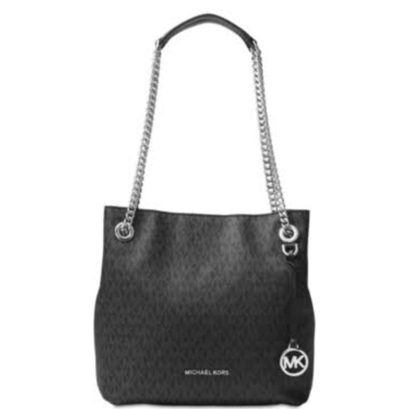 Michael Kors Jet Set Travel Large Tote Bag, PVC and Leather  Michael Kors Jet Set Chain Black MD Shoulder Tote