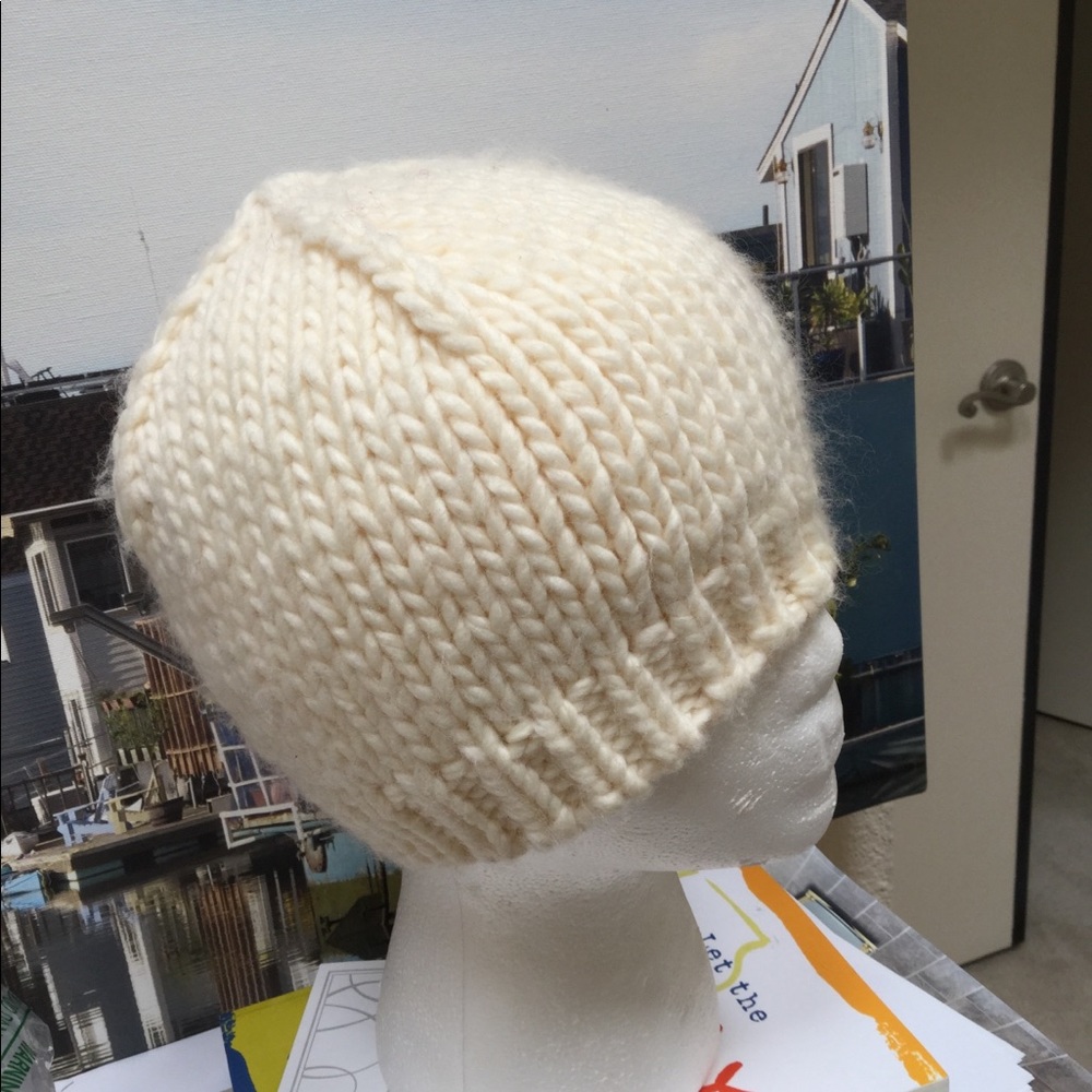 Bone white wool knit  cute beanie
