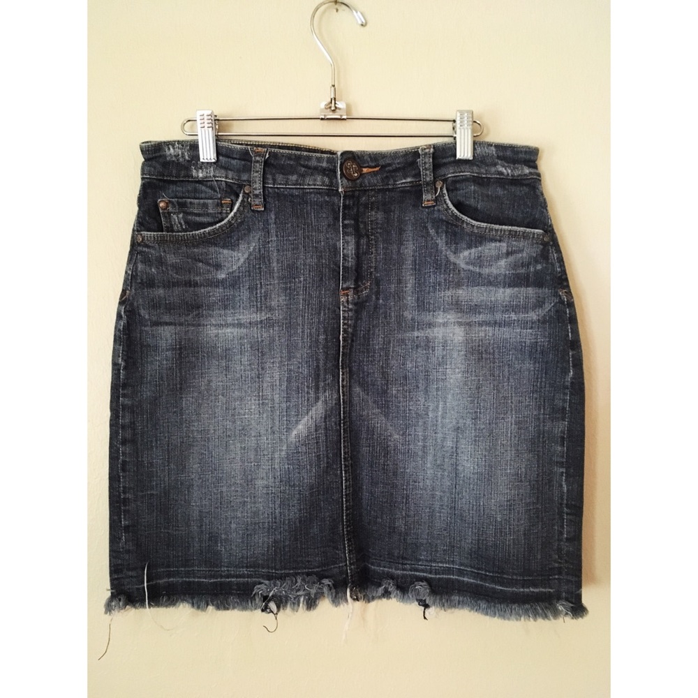 See Thru Soul Fitted Above-Knee Length Denim Skirt
