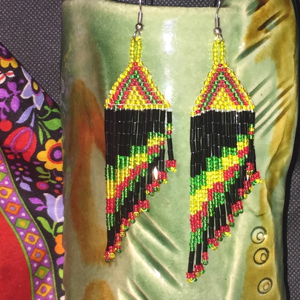 Vintage Native American chandelier bead earrings