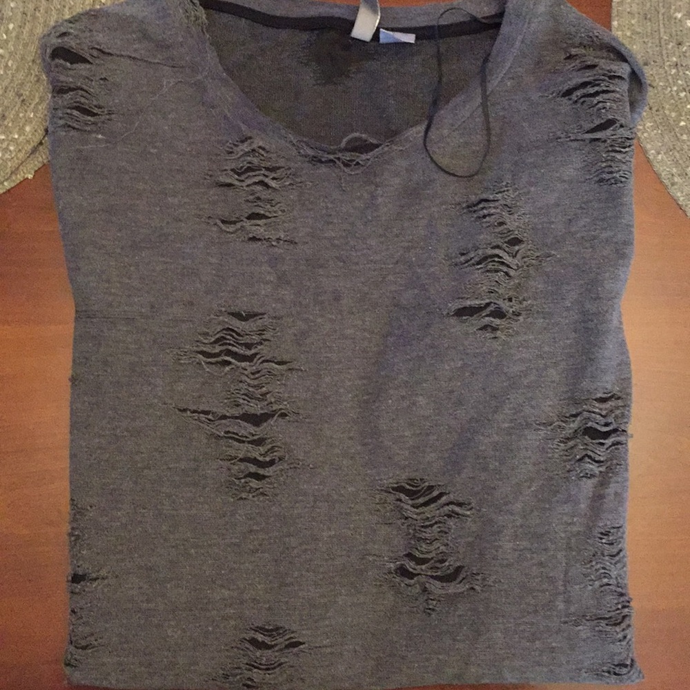 Long Sleeve Distressed Shirt
