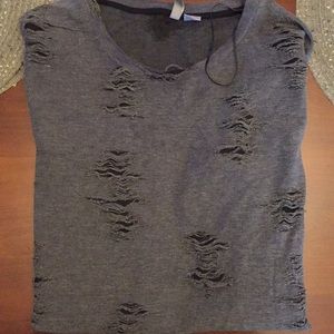 Long Sleeve Distressed Shirt