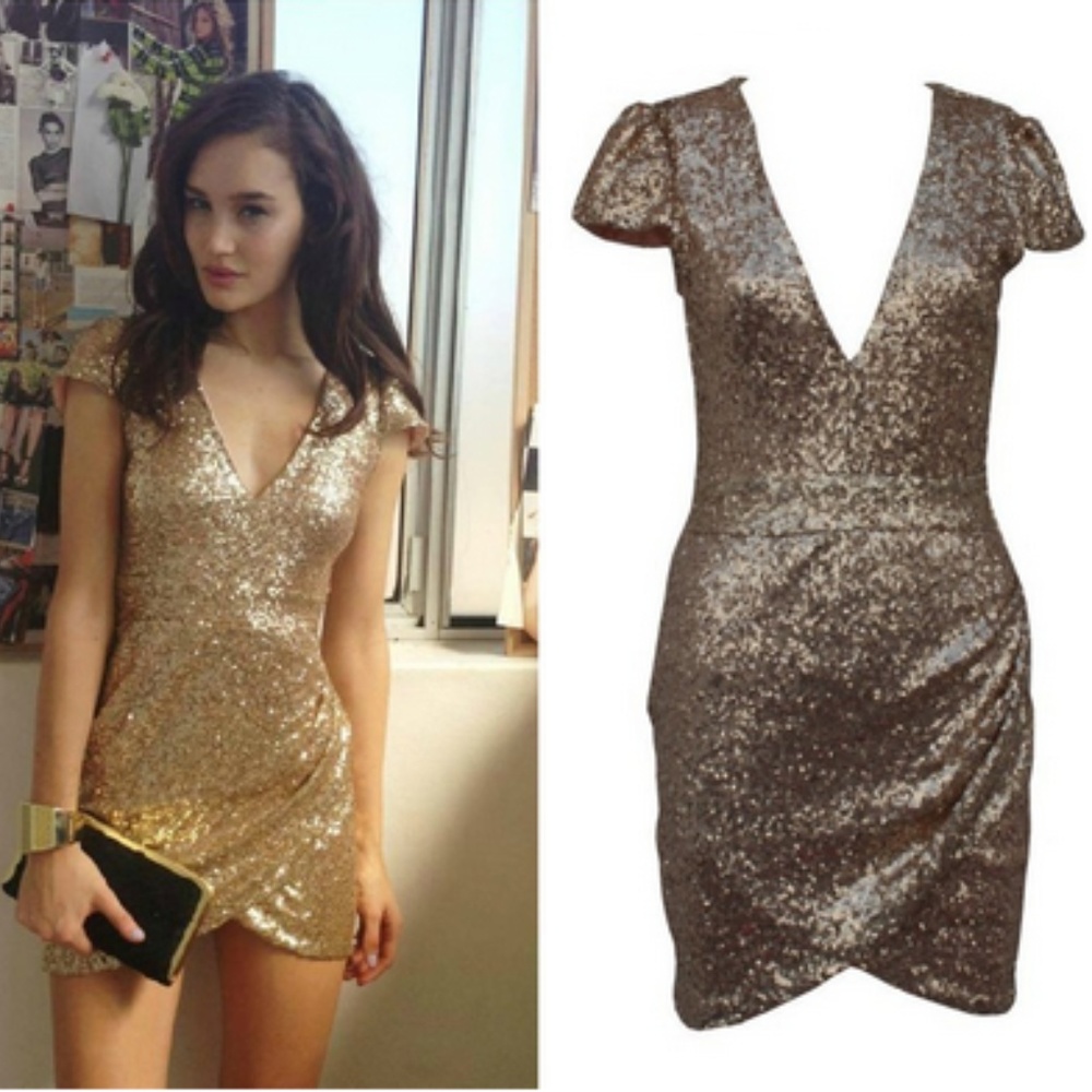 Gold Sequin Tulip Dress