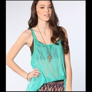Intimately Free People Ethereal Lace & Gauze Tank