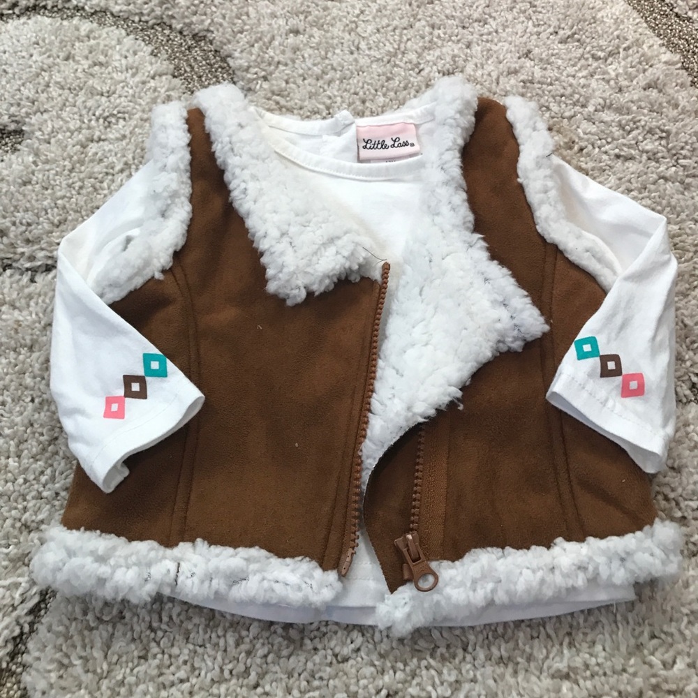 Little Lass 2 Piece Sherpa Vest and Long Sleeve