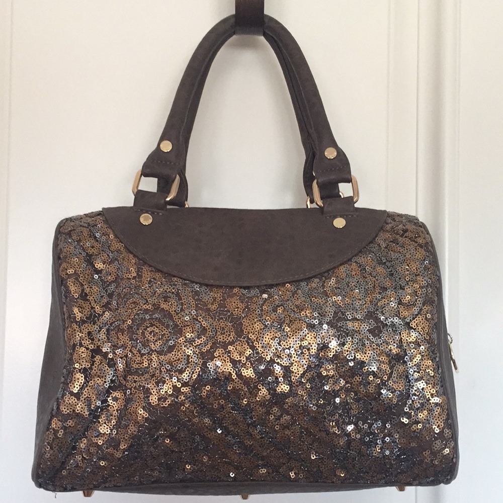 Deux Lux Bling Sequined Duffle Handbag