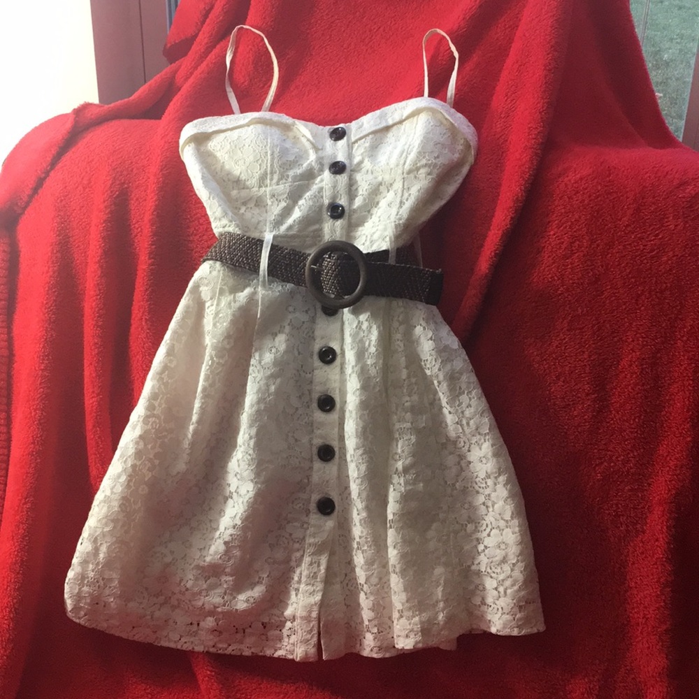 Belted lace dress