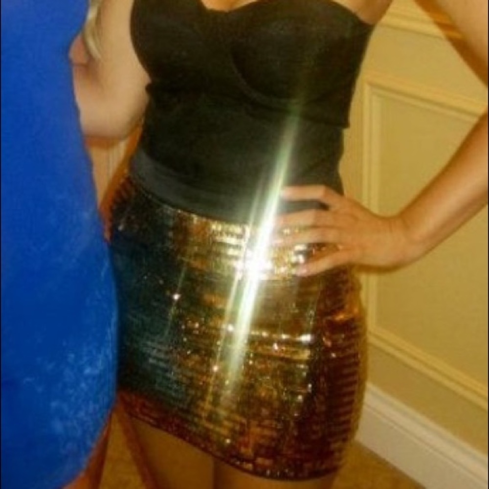 Gold sequin skirt