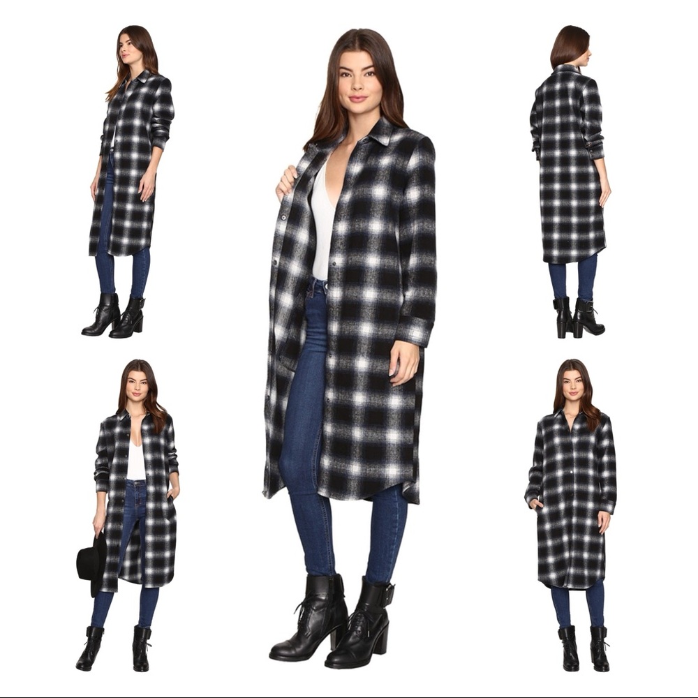 BB Dakota Plaid Shirt Button Coat