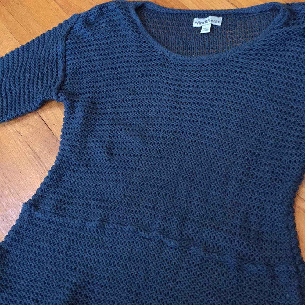 WindiRiver 3/4 sleeve loose knit deep teal/forest - Picture 2 of 6