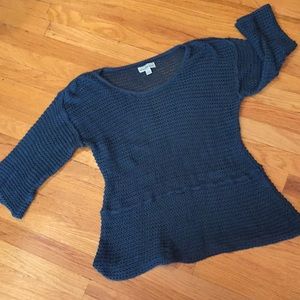 WindiRiver 3/4 sleeve loose knit deep teal/forest