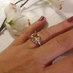 Genuine Morganite Princess Cut Solitaire Ring