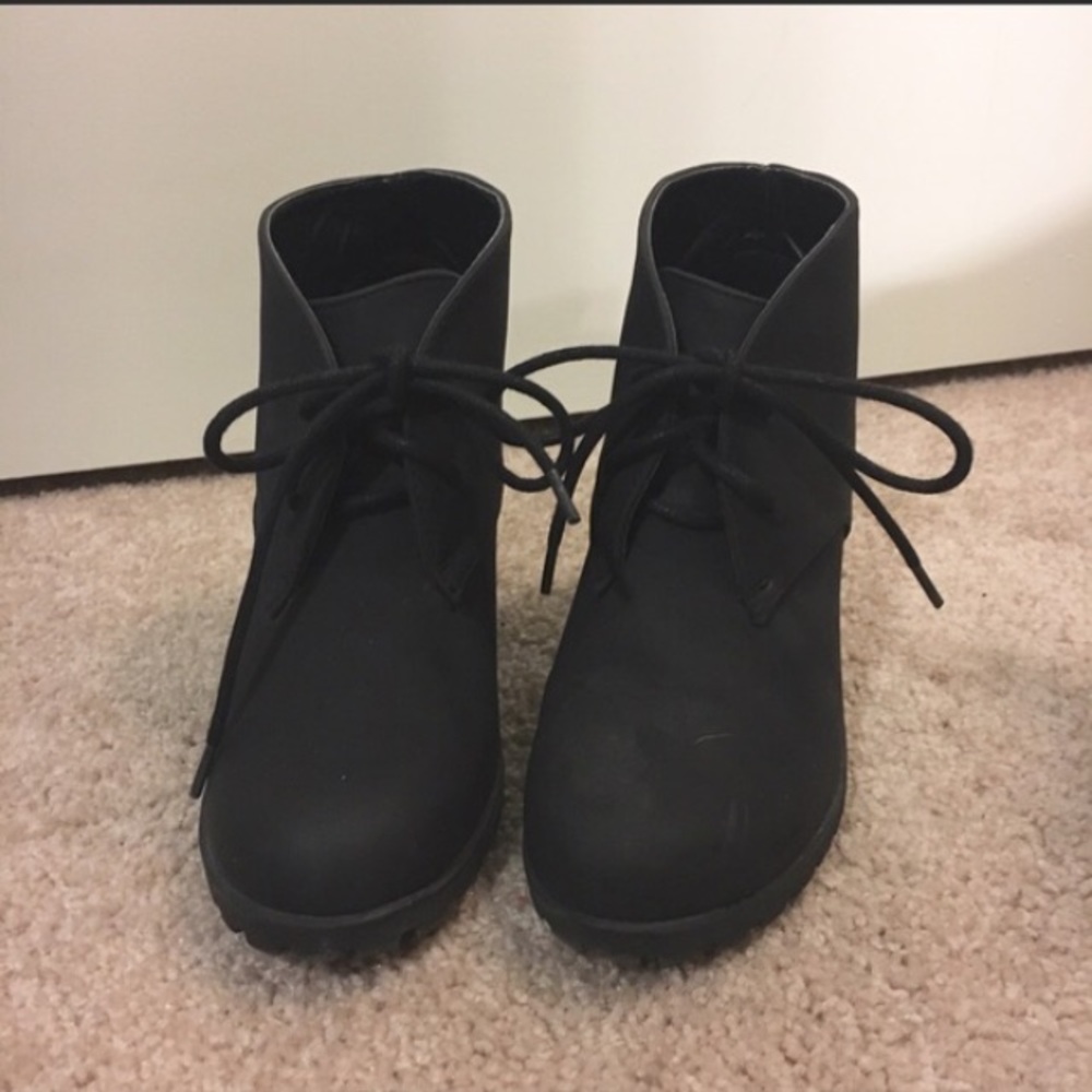 Black wedge booties