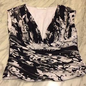 Naeem Khan Black white silk top S