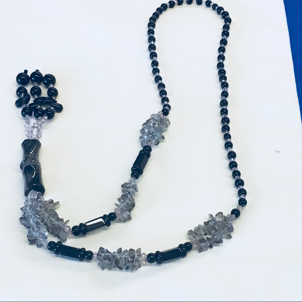 Grey And Black Beaded Necklace