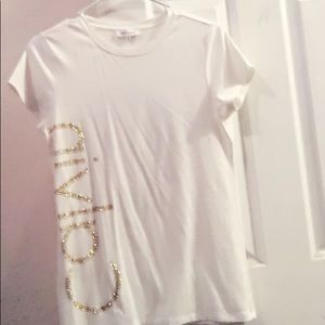White Calvin Klein T-shirt with gold bedazzle