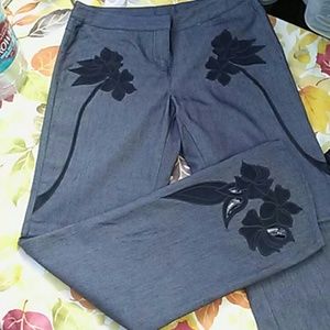 Express dressy 3/4 floral jeans suede detail