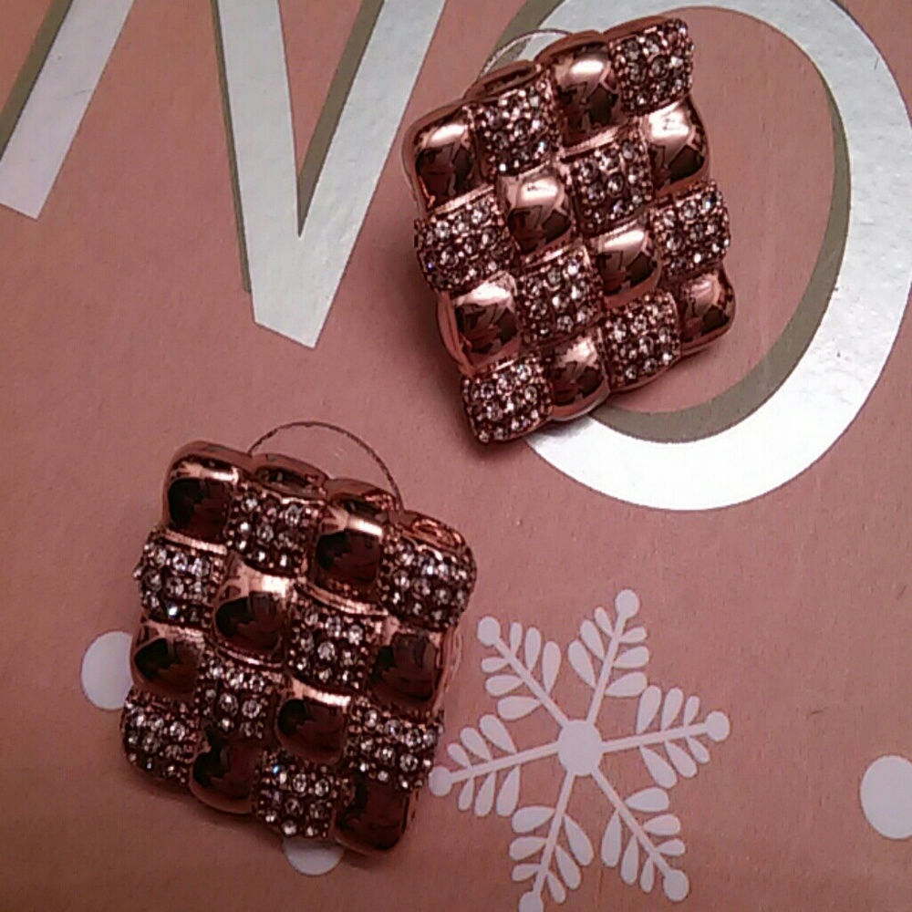 3 for $15/Rosetone stainless and crystal earrings