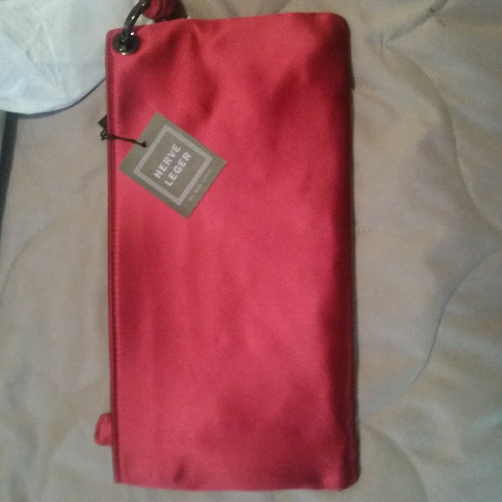 Pink satin clutch