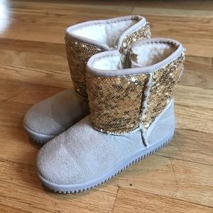 Gold sequin boots