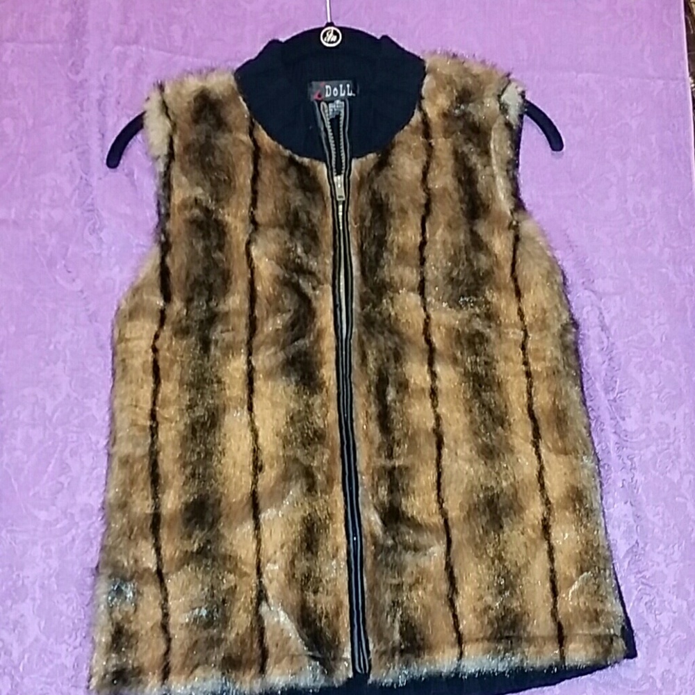 Faux Fur/Leather & Knit Vest