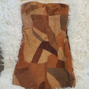 Brown suede mini dress