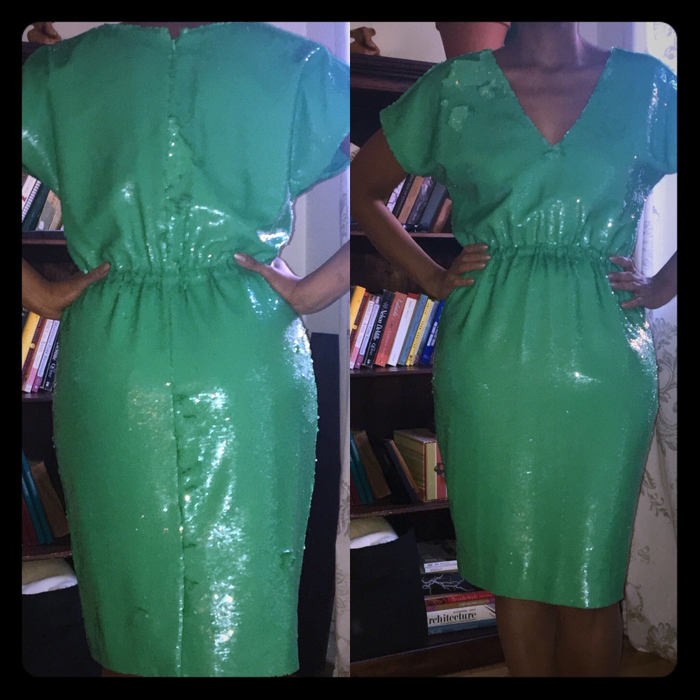 Jcrew collection green sequin dress brand new